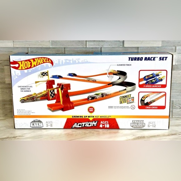 Hot Wheels Turbo Race Set with Two Cars Two Launchers Mattel Track Builder - Picture 5 of 7
